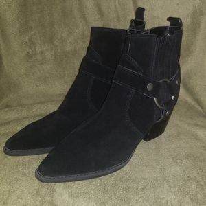 Brand New Black Suede Marc Fisher Ankle Boots
